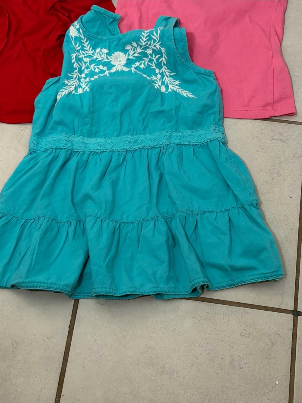 Kids Girl Casual Tank Tops Turquoise, Pink & Red Sleeveless size M - Picture 2 of 7